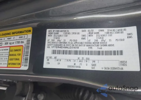 2022 Ford Ranger Xl z USA, uszkodzony, nr VIN 1FTER4EH9NLD31618